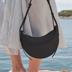 Polene Numéro Dix Monochrome Black Textured Leather Purse Bag